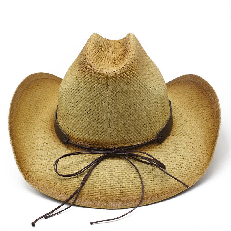 Rigid Straw Knight Hat Western Panama Cowboy Hat Spring Summer Men'S Sun Hat