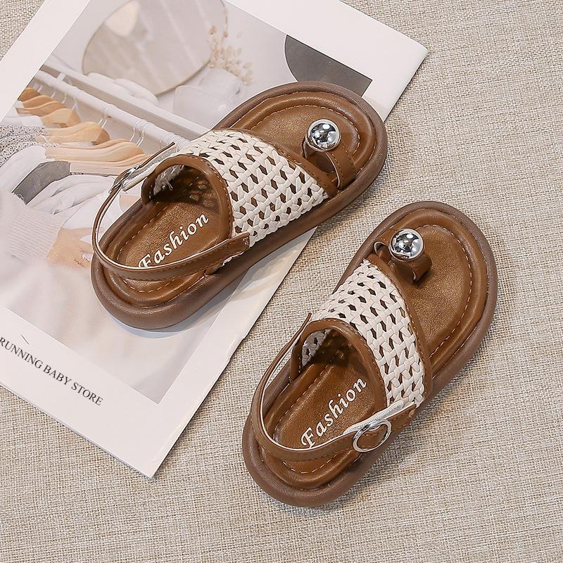Children's Shoes Girls Flip-flops Summer Sandals for Kids Fashion Braided Beach Shoes Princess Flat Slingbacks I05281