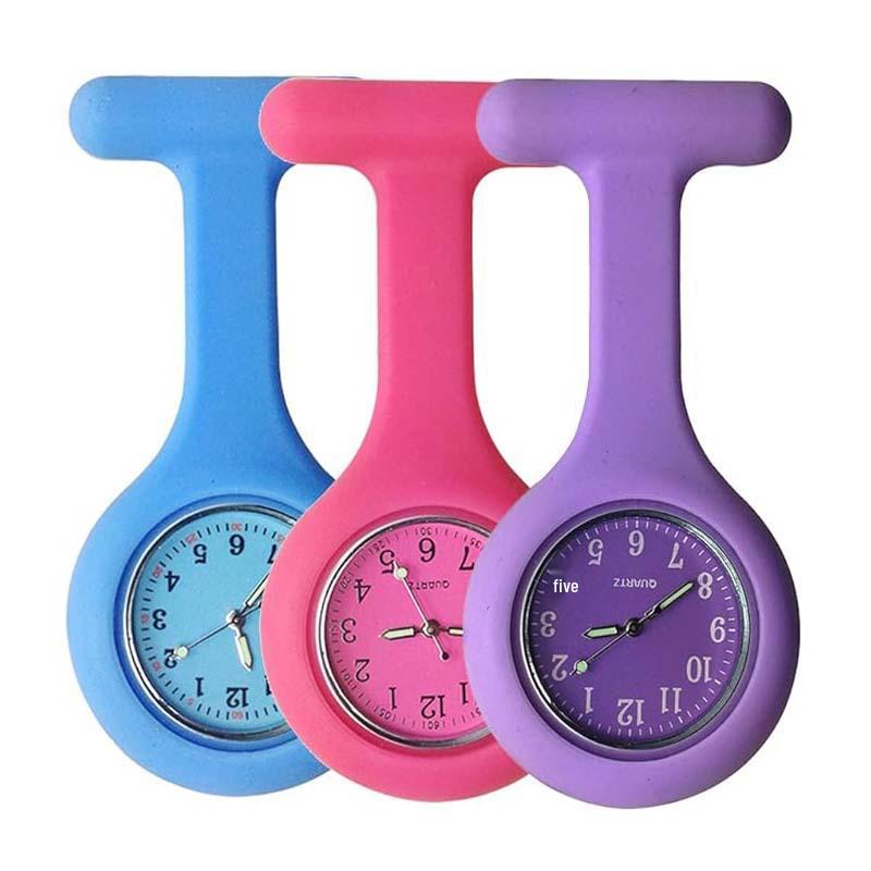 Luminous Silicone Nurse Pendant Watch with Color Dial for Hospital Use