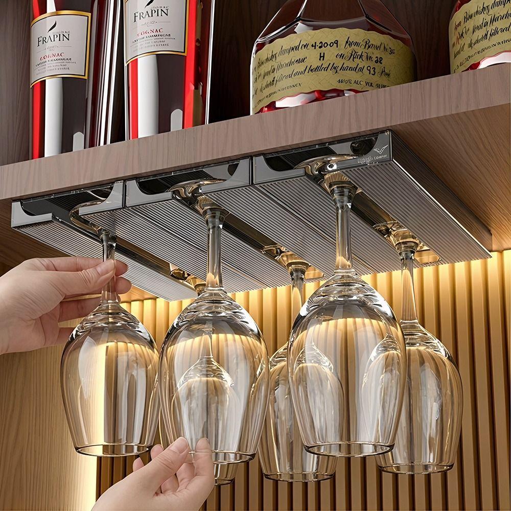 Non-drilled Installation Stemware Organizer Upside-down Rack Hanging Cup Holder  Dining Room