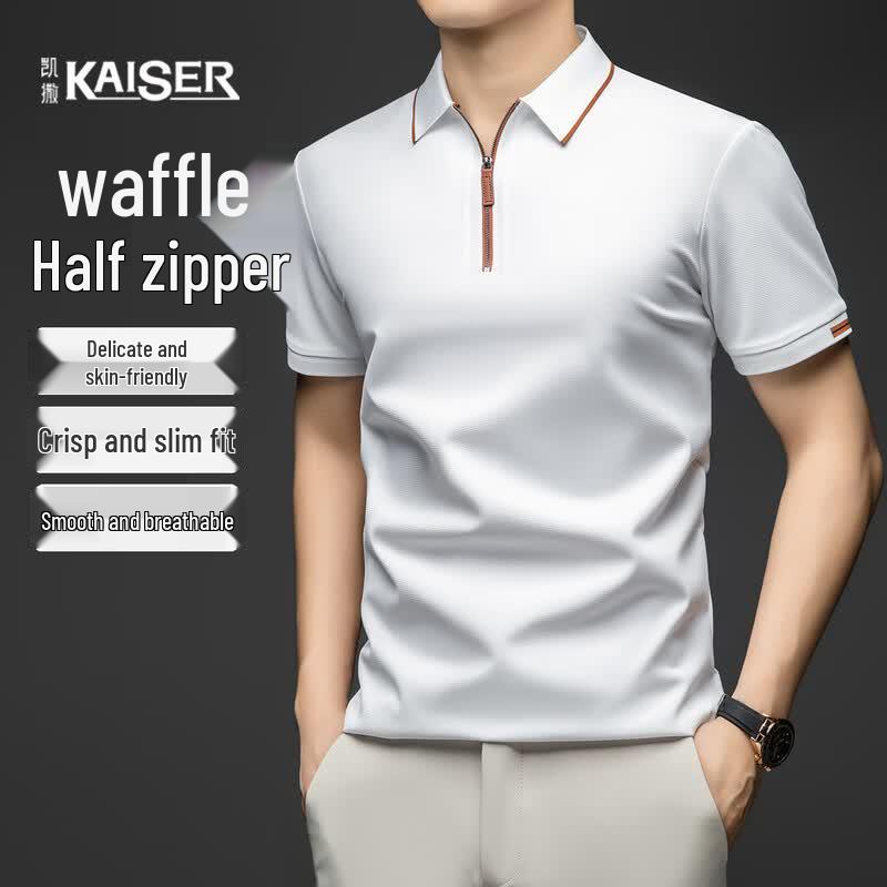 Kaiser Men s Half-Zip Waffle Knit Polo Shirt 3XL