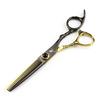 6.0" Napson GMB-21 Black Gold Hair Scissors - Straight & Thinning Shears