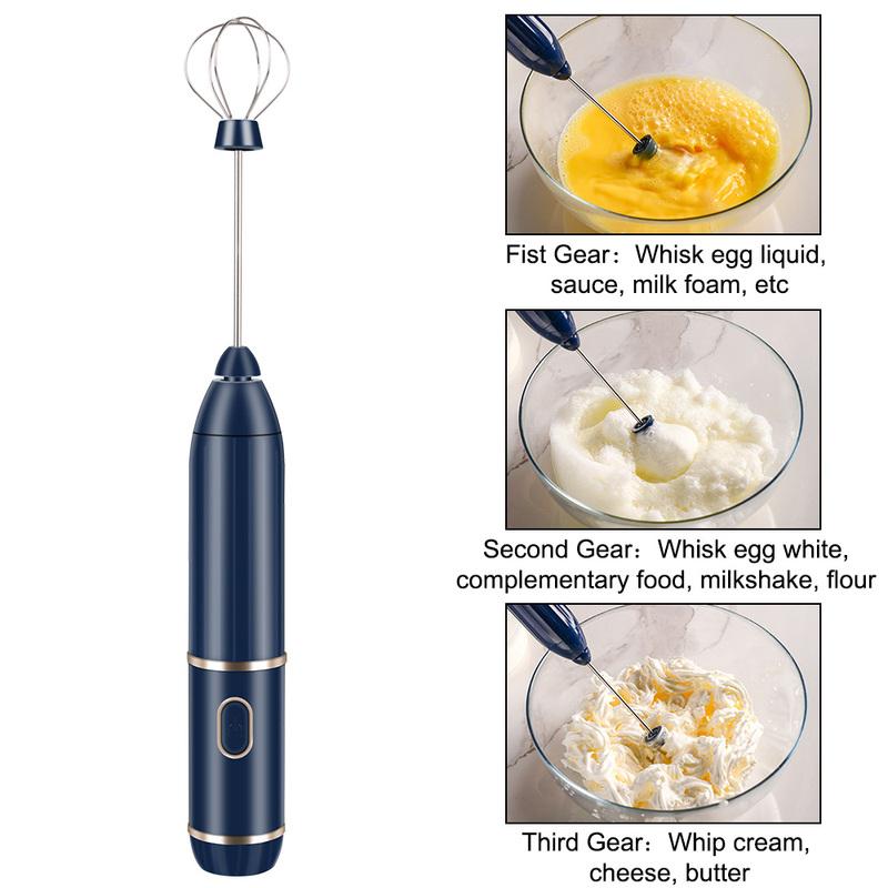 3 Speeds For Cappuccino Cream USB Electric Handheld Milk Frothers Mini Coffee Maker Whisk Kitchen Egg Whisk Mixer Rechargeable
