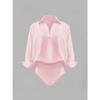 Women's V Neck Long Sleeve Slim Fit Bodysuit with Solid Color Casual Work Top