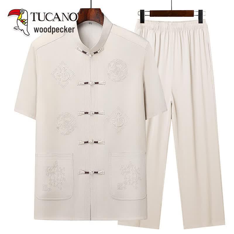 Tucano Men's Chinese Style Short-Sleeve Tang Suit Set