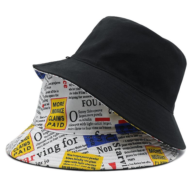Reversible Fisherman Cap Big Head Bucket Hat Double-Sided Wear Outdoor plus Size Adjustable 56-64cm for Men And Women