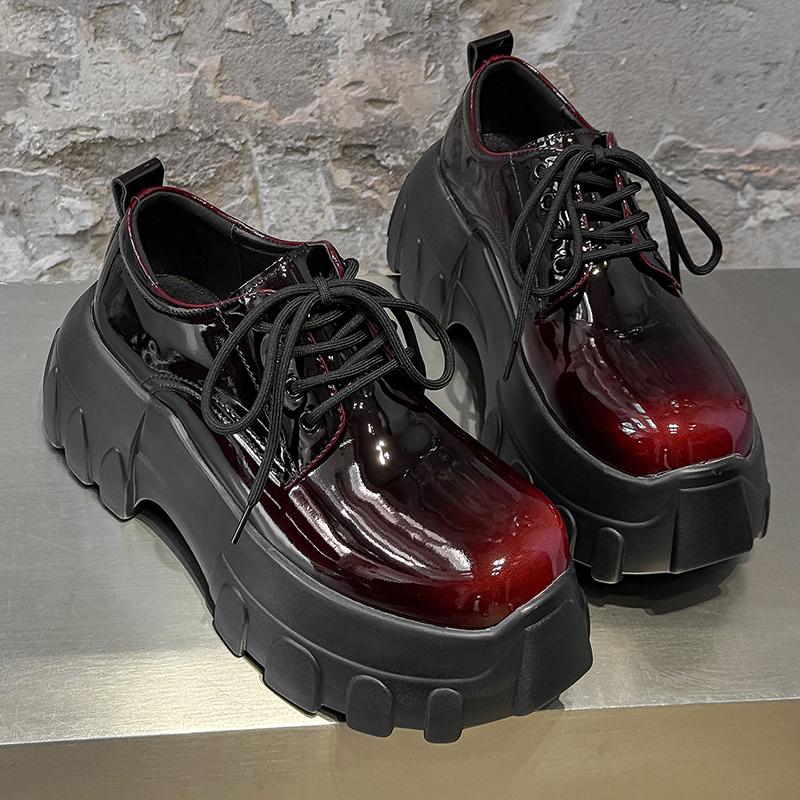 

Spring Autumn Casual Derby Shoes Gradient Colors Enhance Persalized High End Sense Youthful Fashiable Shoes 40 червоний