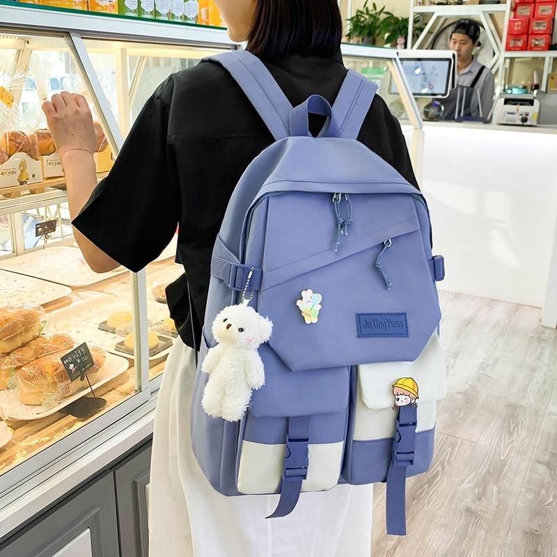 Ins Style New Fashion Trendy Casual Foreign Style Small Fresh Backpack Large Capacity Korean Version Sports College Style School Bag