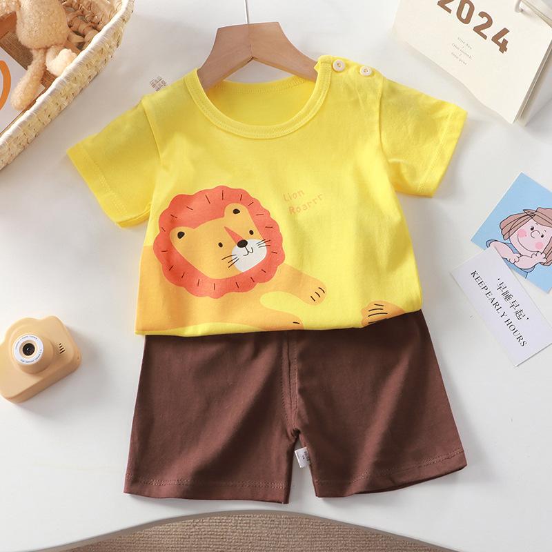 Kids Cotton Cartoon T-Shirt and Shorts Set Baby Boy Girl  Casual Outfit Children Clothes Set