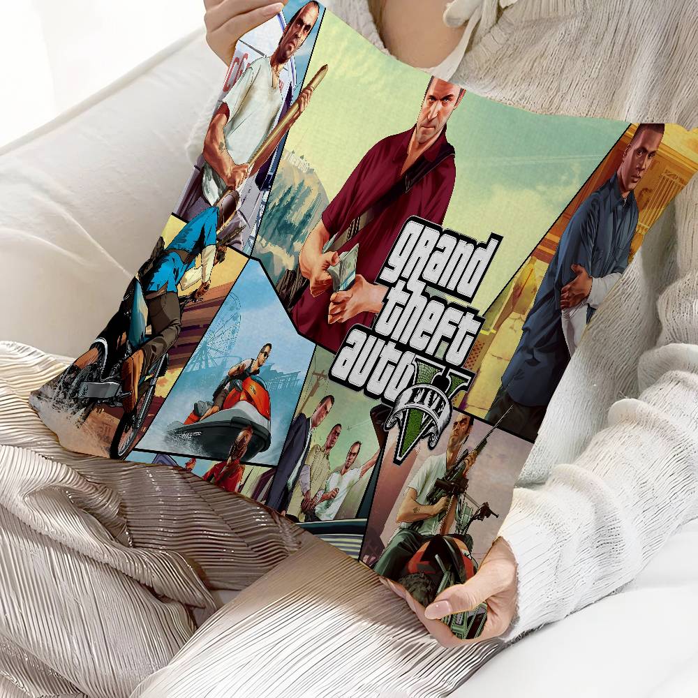 Gta5 Image personnalisée texte coussins décoratifs pour la maison Cadeaux ménagers 45x45cm