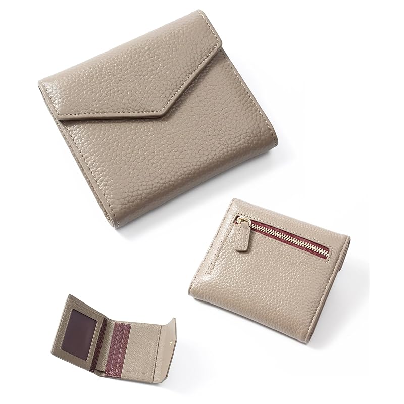 

[Brandpom] mini wallet wallet ladies trifold wallet bifold wallet genuine leather leather Fashionable bp-1086 Sakura Greige
