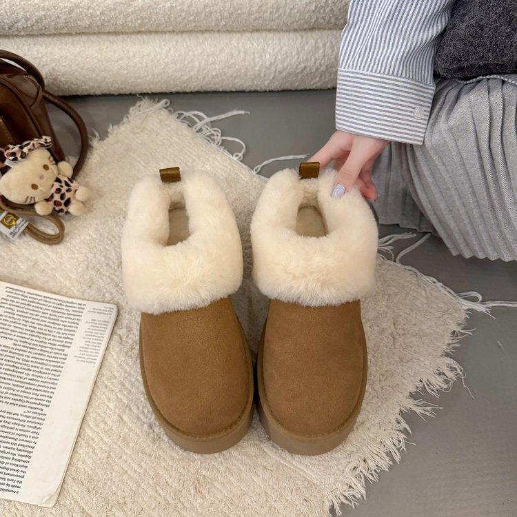 

Сеульский снег~ женские ретро плюшевые утолщенные пушистые короткие сноубутсы на маленькой толстой подошве 42 малиновый