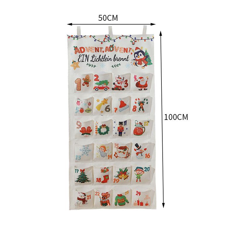 Тканевый рождественский адвент-календарь, рождественский календарь обратного отсчета с 24 карманами, настенные украшения, сувениры на рождественскую вечеринку