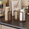 Wooden Base Paper Cup Dispenser, Metal Frame Disposable Cup Holder for Countertop