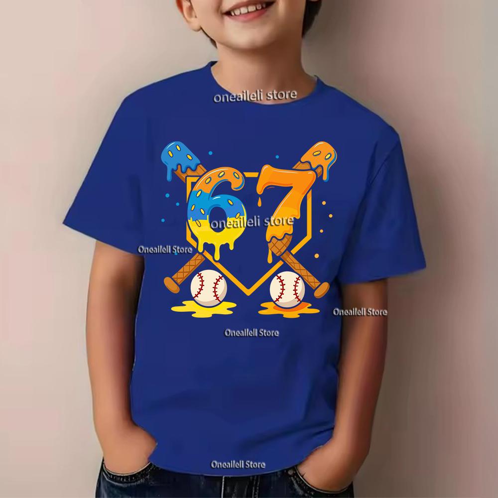 Kids Summer T-shirt Boys Girls Sport Number Print Top Casual Short Sleeve Wear