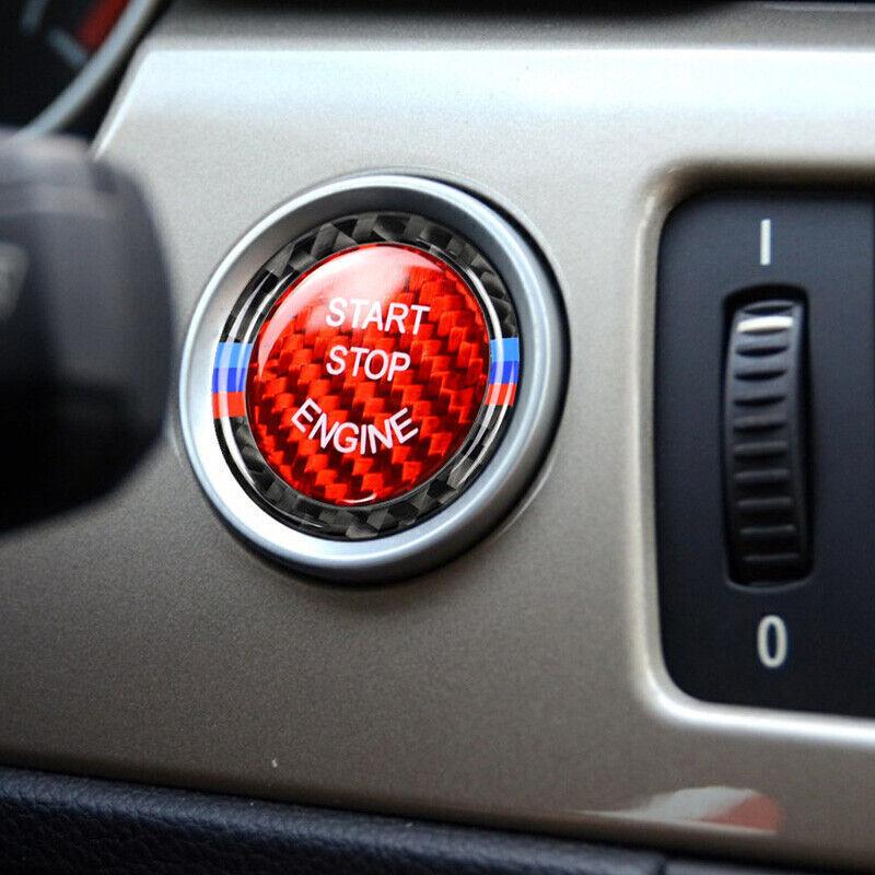 Red Engine Start Stop Button Carbon Fiber Cover  For BMW 3 5 Series E90 E60 X5 B
