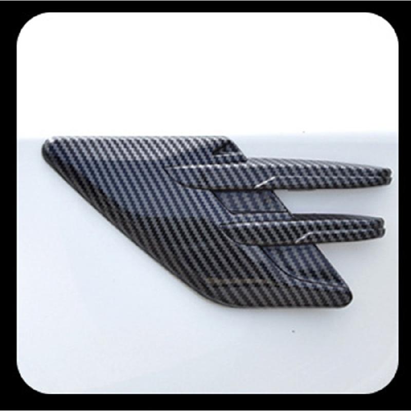 2Pcs Carbon Fiber Look Abs Car Side Fender Shark Gill Air Outlet Vent Cover Trim