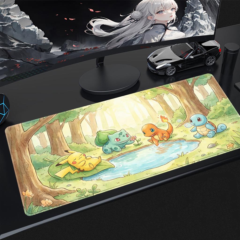 Kawaii Mouse Pad Gaming PC Accessories Pokemon Pikachu HD Gamer Cabiner Keyboard Rug Desktop Mouse Mat Carpet Rubber Mousepad