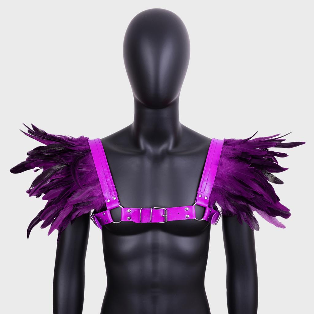 Feder Leder Schal, Herren Umhang, Party Rollenspiel, Nachtclub Auftrittskostüm, Halloween Kostüm, Ball Dekorationsrequisiten