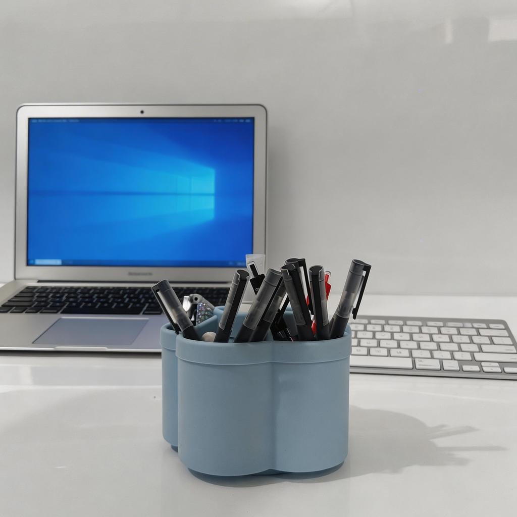 360° Rotating Desk Organizer, 6-Compartment Desktop Pen Holder, Plastic Office Supplies Storage Box for Desk, School and Home