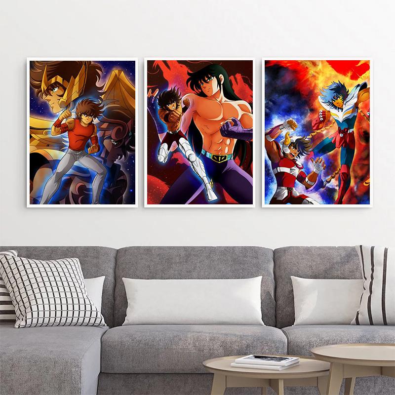 Klassische Anime Saint Seiya Poster Drucke Japan Cartoon Jungfrau Goldener Ritter Leinwandbild Wandkunst Bild Wohnzimmer Heimdekoration