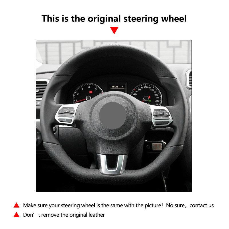 Car Accessories Microfiber Leather Steering Wheel Cover Trim For VW Golf 6 GTI MK6 Polo GTI Scirocco R Passat CC R-Line 2010-16