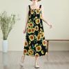Sleeveless Strap Plus Size Chiffon Vintage Floral New In Dresses For Women Casual Loose Long Summer Dress