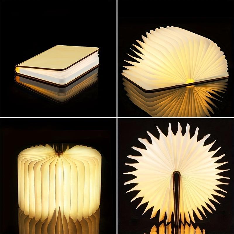 1pc Creative Folding LED Book Lamp - Rechargeable, 3-Color Changing Soft Light, Eye-Care Table Lamp for Bedroom Decor,USB Powered,Warm Ambient Glow
