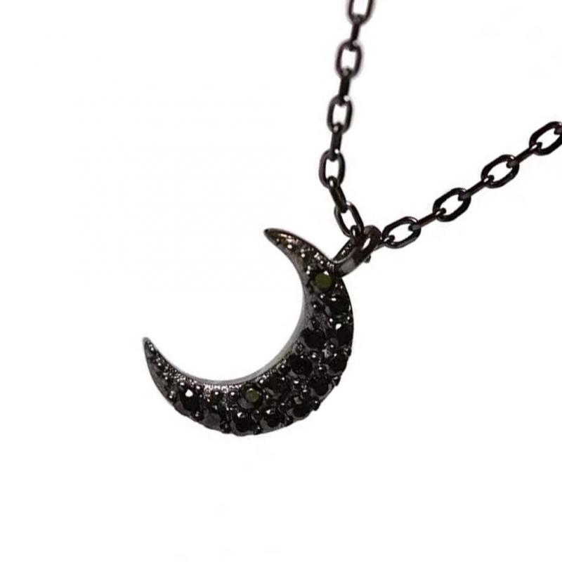 Punk-Halskette mit Mond-Anhänger, schwarze Halskette