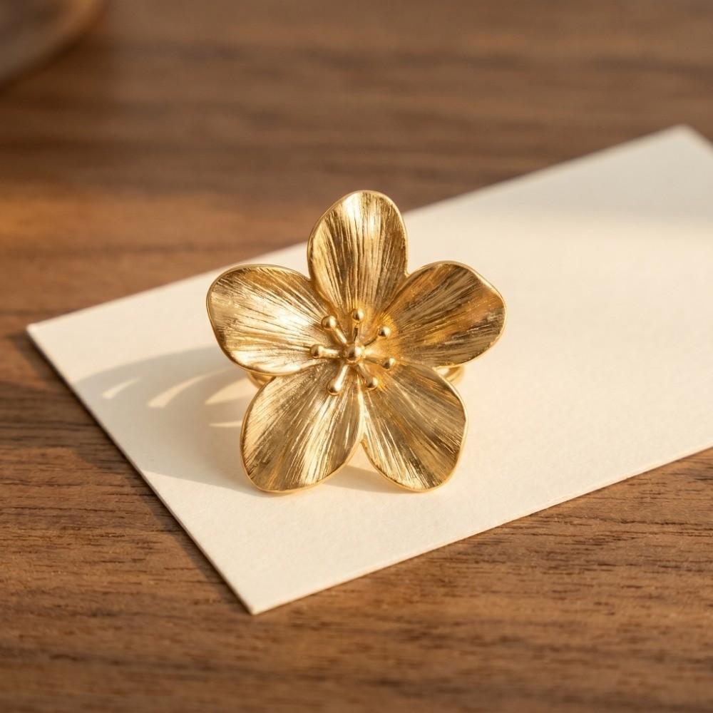 5 Petals Opening Finger Ring Copper Finger Hand Ring  Valentine's Day Gift
