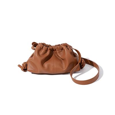Genuine Leather Women's Bag, Pleated Cloud Bag, High-end Feeling, Niche, Casual and Fashionable One Shoulder Crossbody Bag