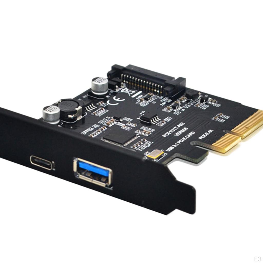 1x USB A + C 10Gbps Ports PCIe 3.1 Gen2 Expansion Card Accessories High Speed