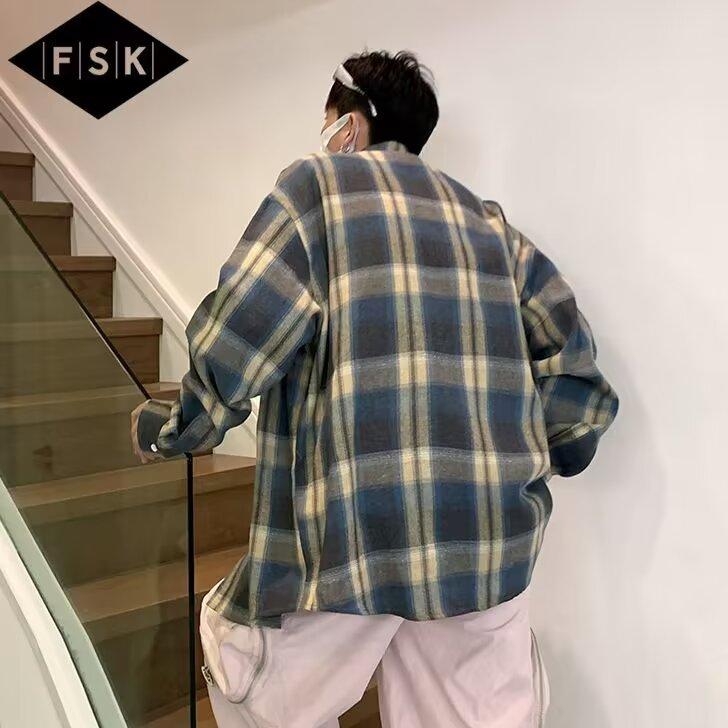 Japanese Fashion Brand Kimura Dark Grain Loose Leisure All-Matching Coat American Retro Spring and Autumn Plaid Long Sleeve Shirt for Men