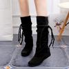 Womens Fashion Faux Suede Slouchy Boho Fringe Winter Mid Calf Boots