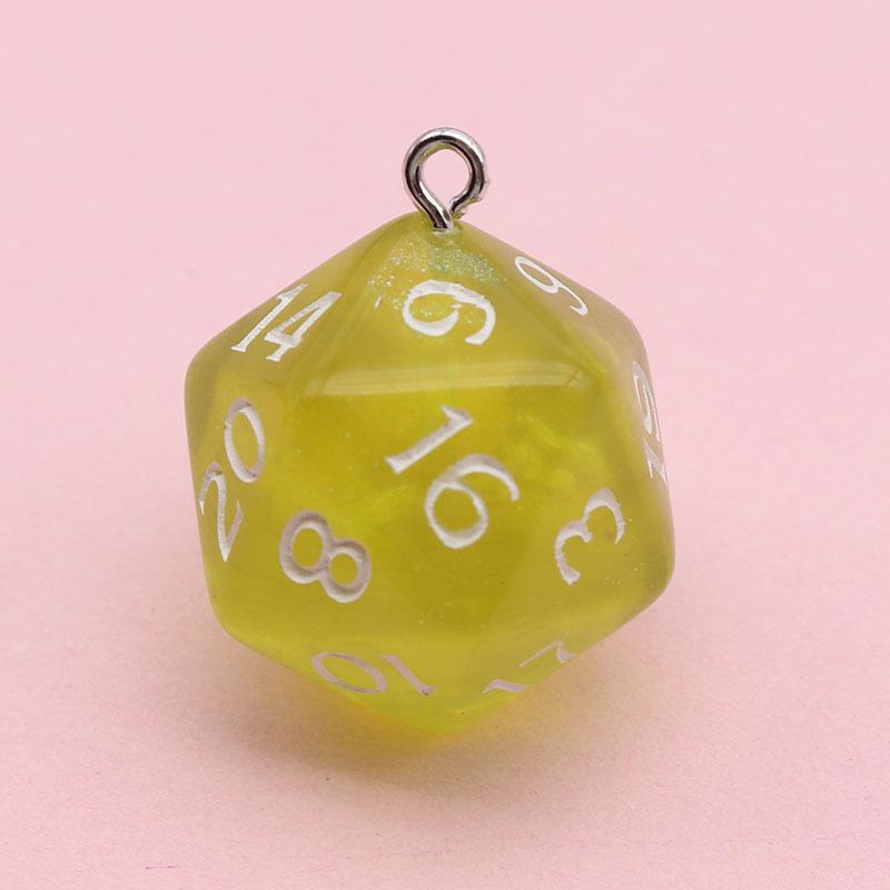 20-Sided Colored Transparent Acrylic Dice Pendant Keychain for DIY Jewelry