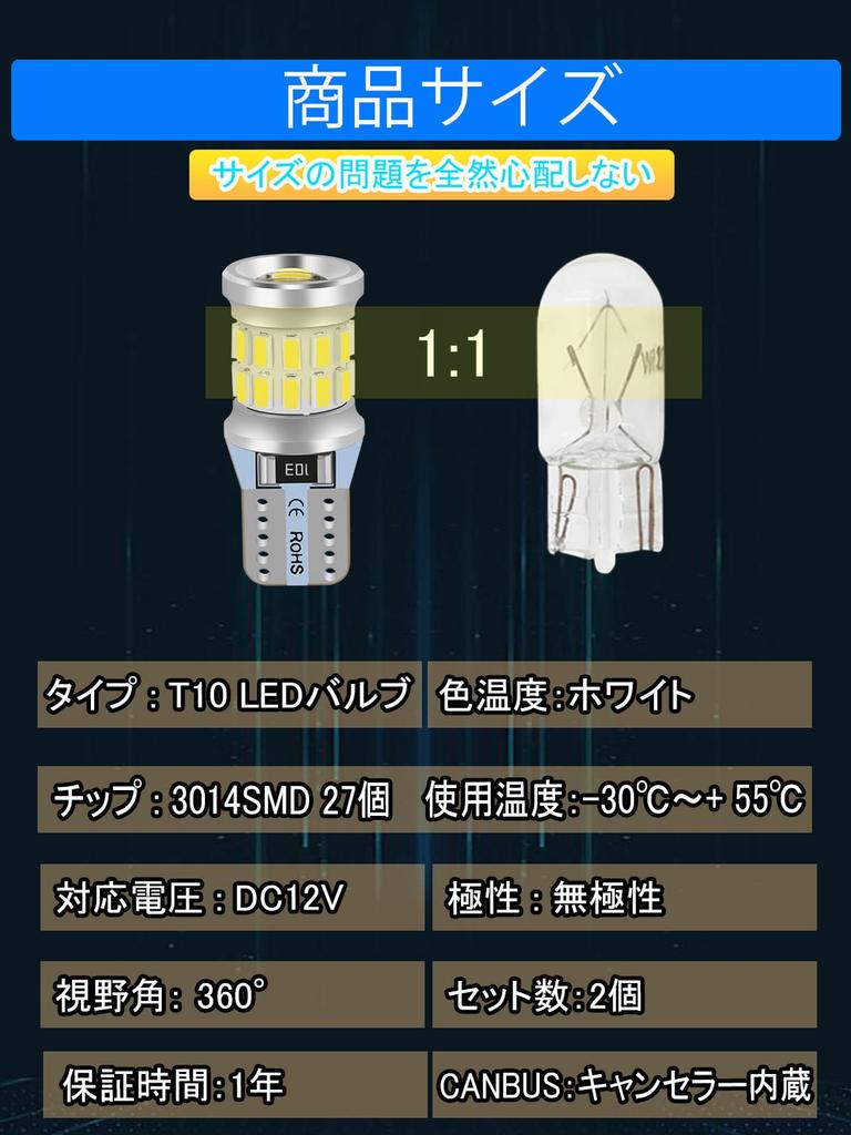 T10 LED Non-polarized LED Room Lamp, 19 Pieces 3014 LED Elements, DC 12 V,