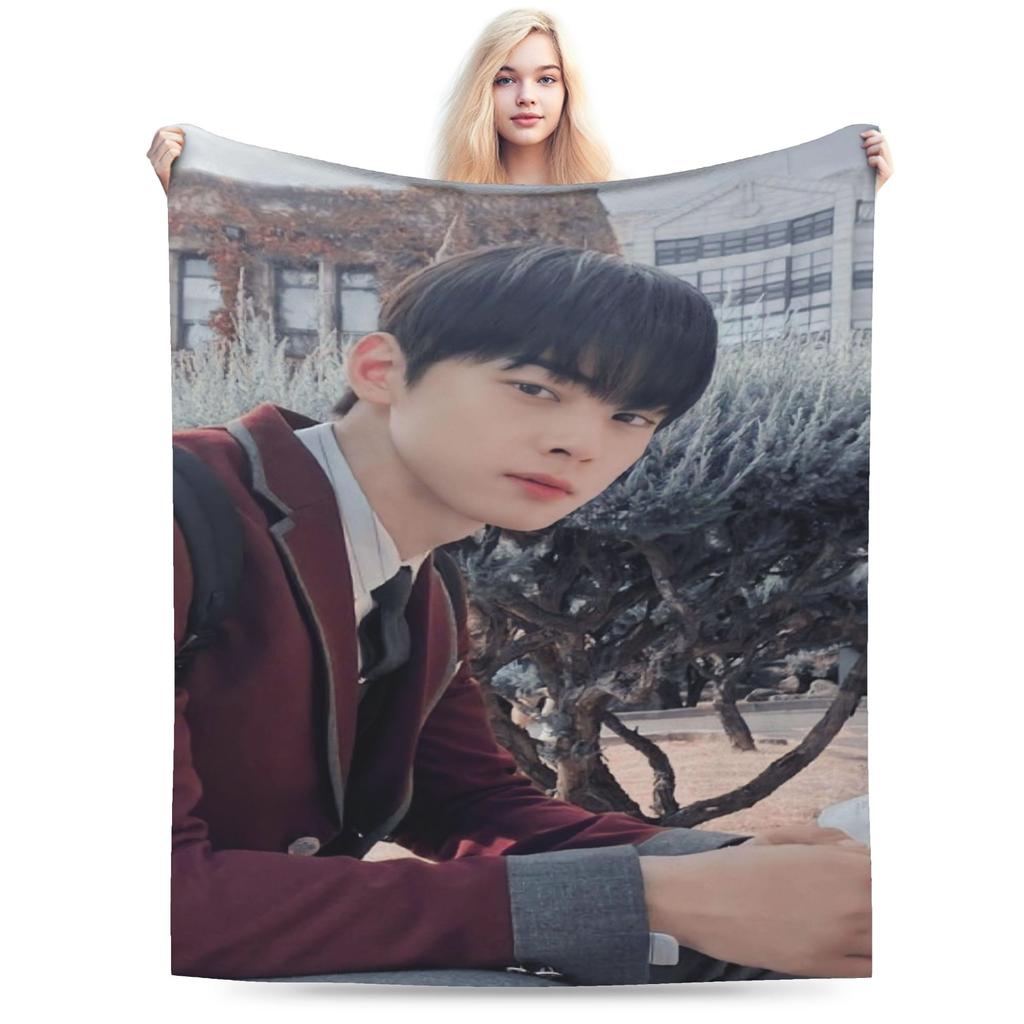 Cha Eun Woo Flannel Blanket Winter Warm Soft Throw Blanket for Child Home Decor Fluffy Bedspread Sofa Bed Cover