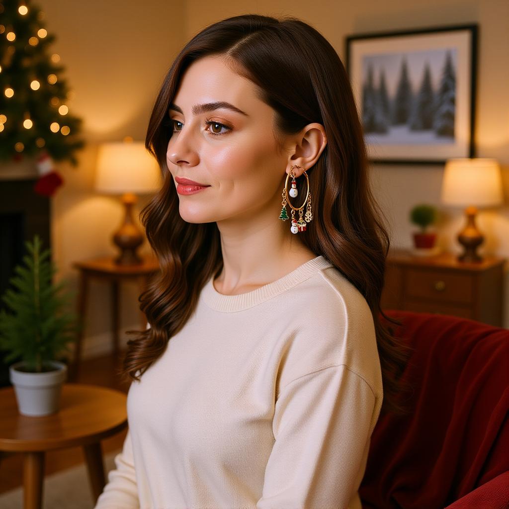 Christmas Snowman Leaf Earrings for Women Fashion Dangle Drop Earrings Christmas Holiday Party Jewelry Gift