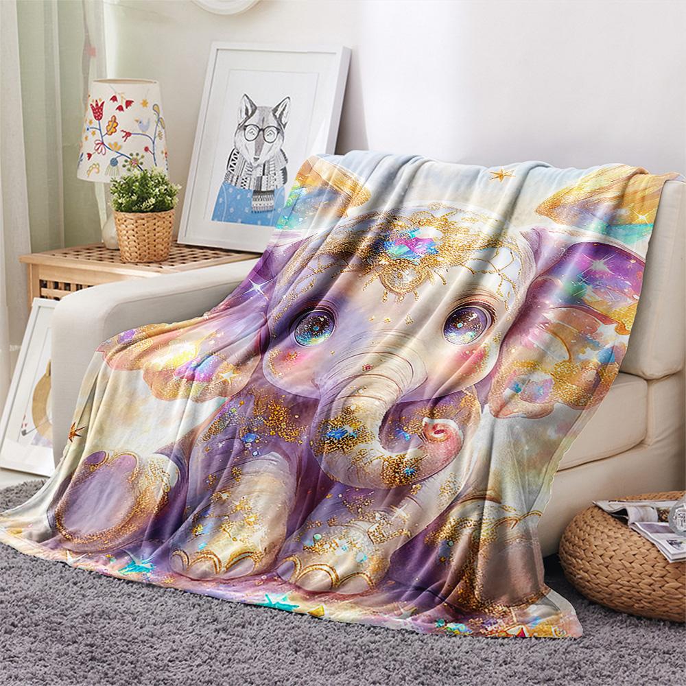Elephant Print Flannel Blanket, High Quality Comfortable for All Seasons, Home Decor, Warmth and Comfort, Perfect for Christmas Gifts