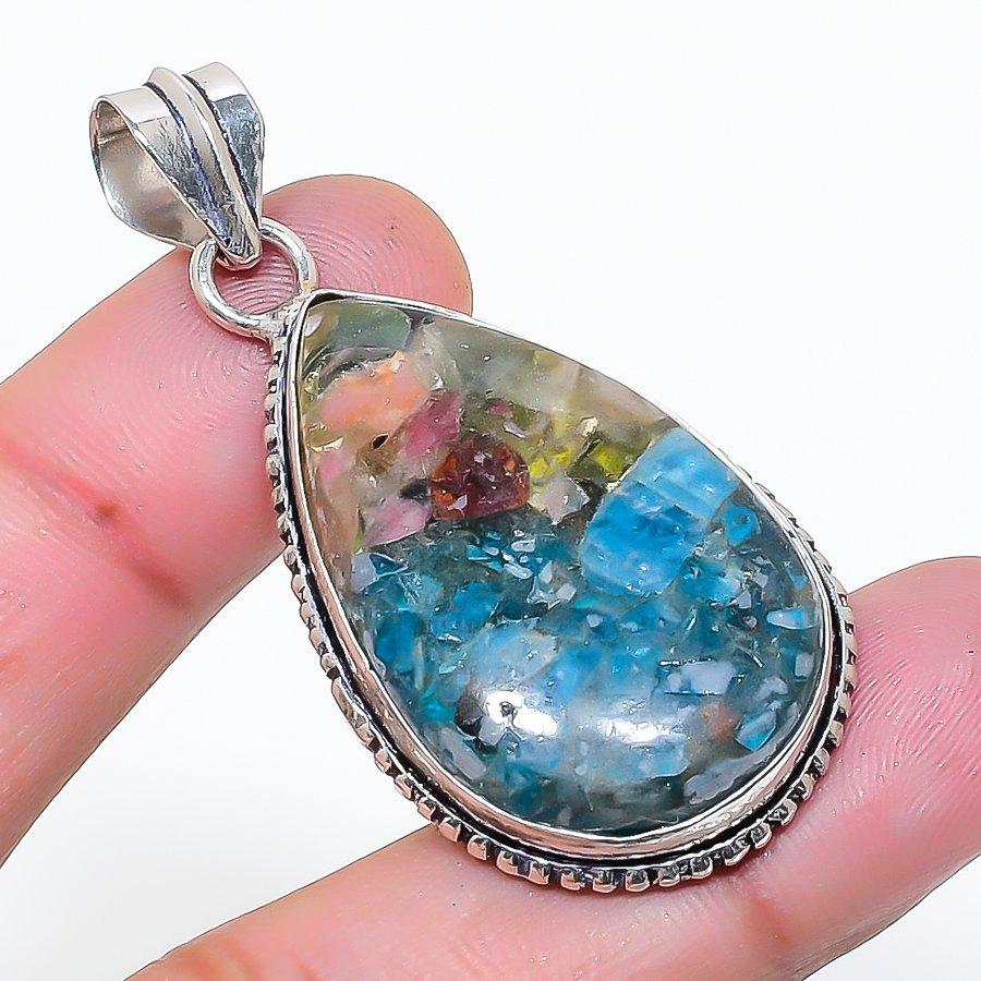 Natural Tourmaline Gemstone Handmade 925 Sterling Silver Pendant 1.97  AP-15479