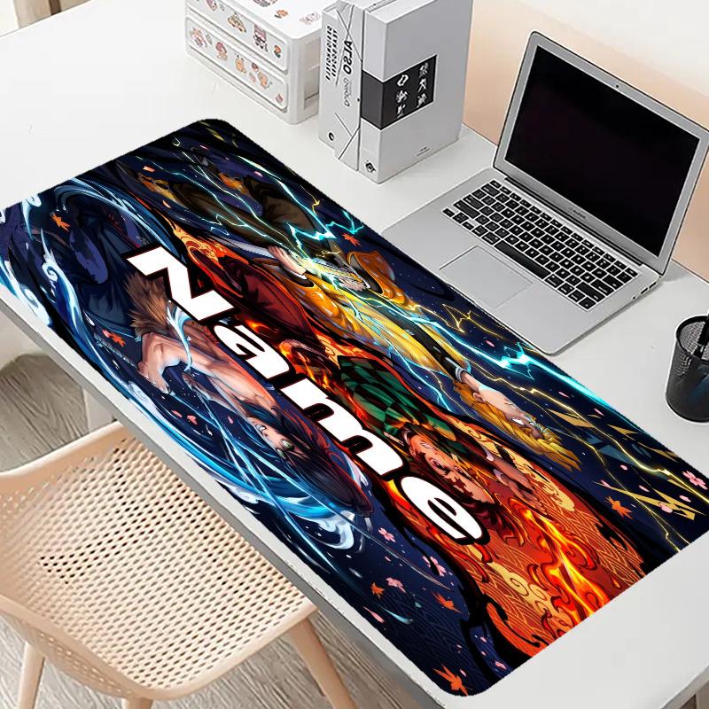 Custom Name Personalized Demon Slayer Anime Pattern Mousepad, Laptop PC Desk Mat, Decorative Desk Mat for Home Keyboard Pad Gift