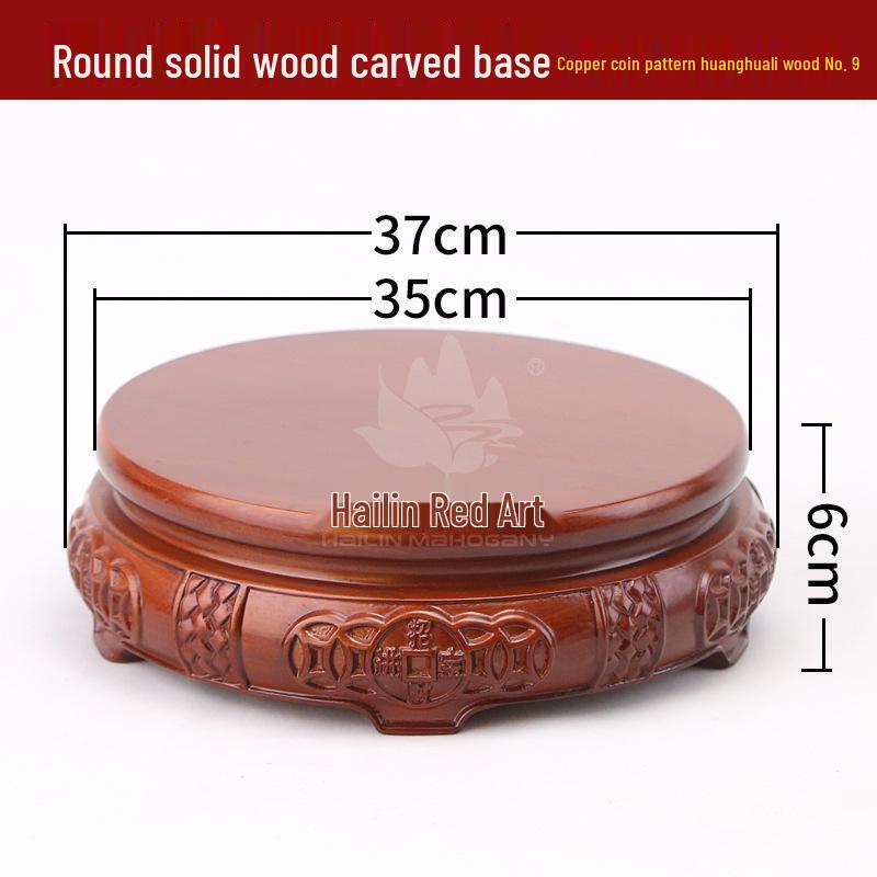 Rosewood Carved Flower Arrangement Bonsai Vase with Ebony Buddha Statue Holder.
