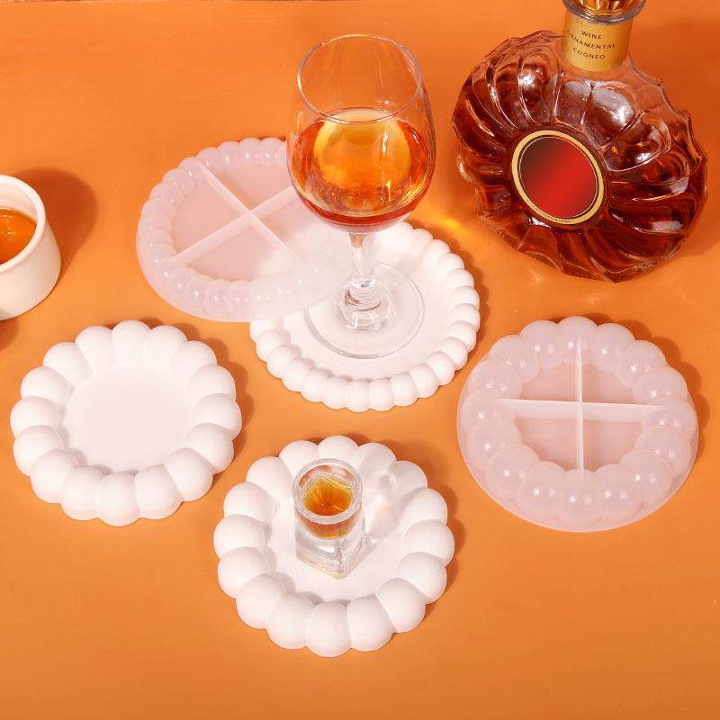 Round Bubble Coaster Silicone Molds For Diy Epoxy Jewelry Storage Tray, Plastic Tray Cement Cup Pad Injection Resin Mold