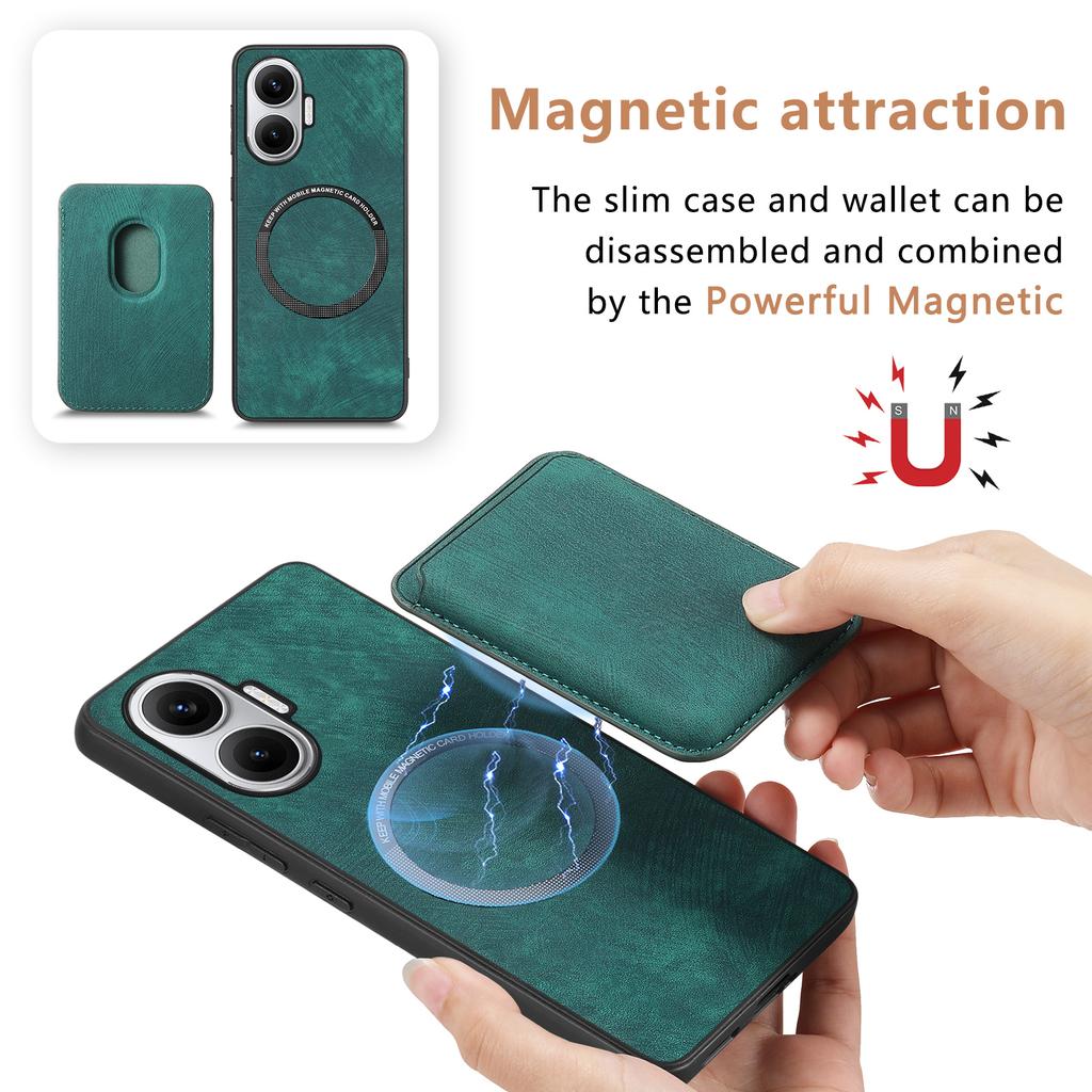 For Xiaomi Redmi Turbo 4 Pro 5G Magnetic Case Leather Back Cover with Detachable Card Holder
