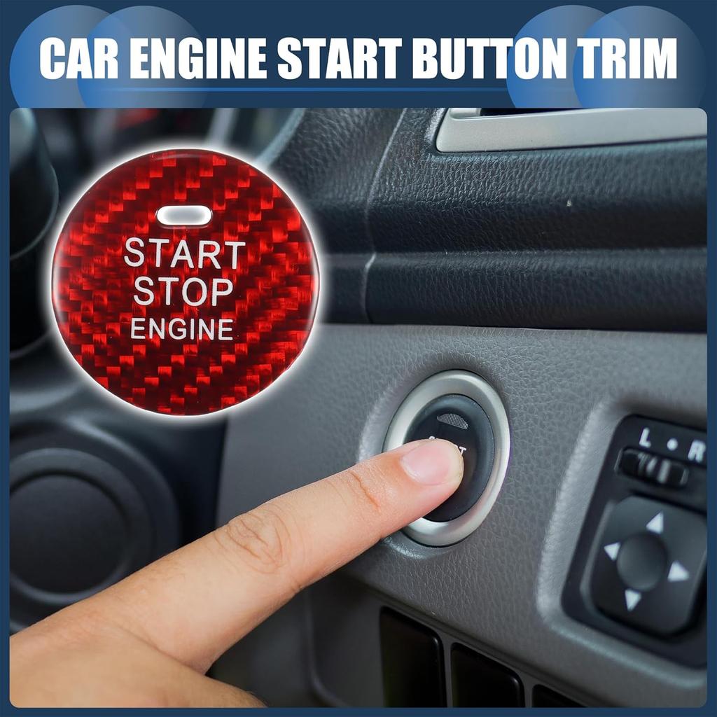 Engine Start Stop Button Cover,Front Ignition Starter Switch Sticker for Mazda 3 Red, 1 Pc