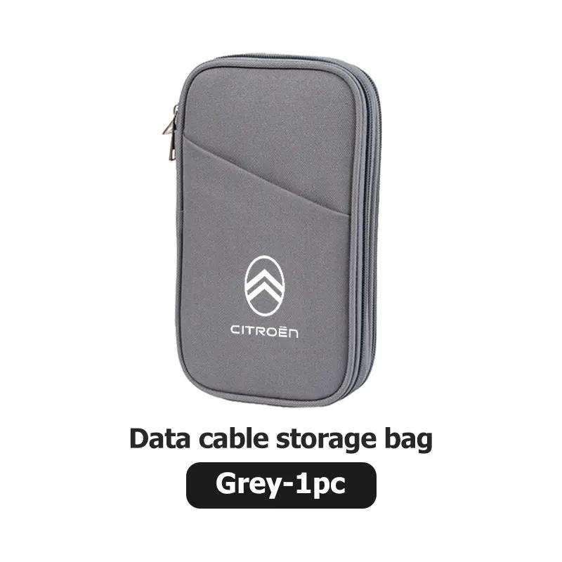Travel Data Cable Organizer Pouch Carry Case Portable Storage Bag For Citroen C5 C1 C2 C6 C4L DS3 DS4 DS5 C-Elysee Grand