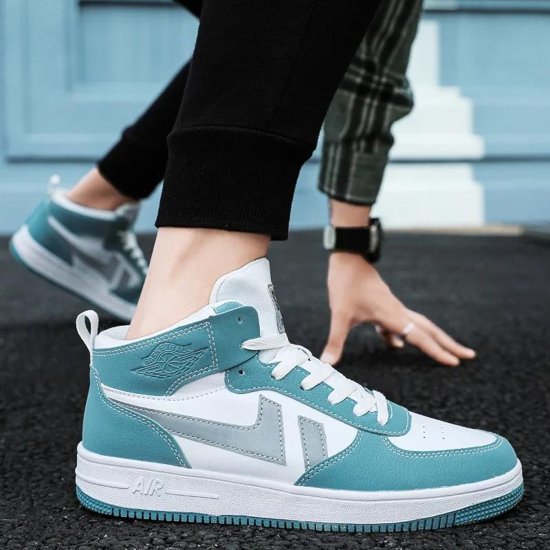 Men's Shoes 2025 Spring Leisure Sports Shoes Fashion All-match Basketball Shoes High Top Board Shoes