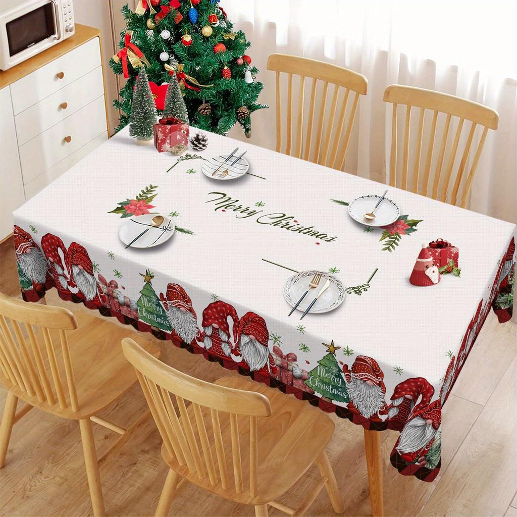 Christmas Printed Tablecloth Holiday Xmas Party Table Cover Decorative Dining Table Cloth for Home Kitchen Rectangular Round