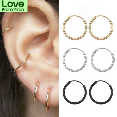 Gold Creolen für Damen Mode Schwarz Silber Farbe Punk Ohrringe Herren Kreis Ohrringe Creolen Hip Hop Schmuck Unisex