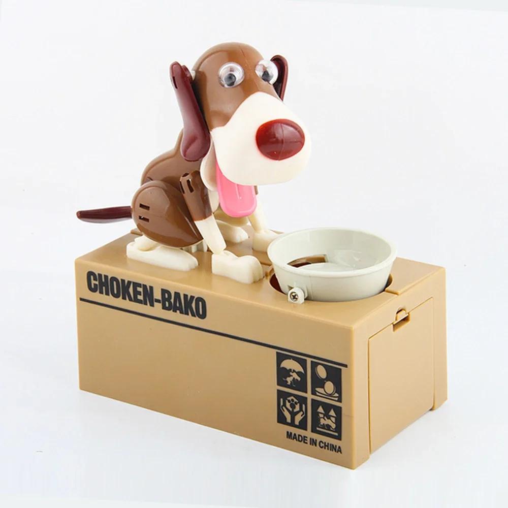 Creative New Cartoon Cute Dog Electronic Robot Piggy Bank Plastic Automatic Coin Storage Box Children's Gift Desk